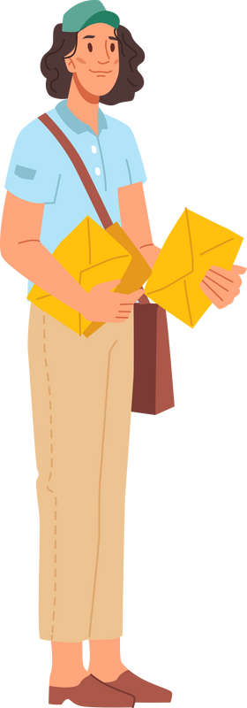Post office worker, postmen woman in uniform